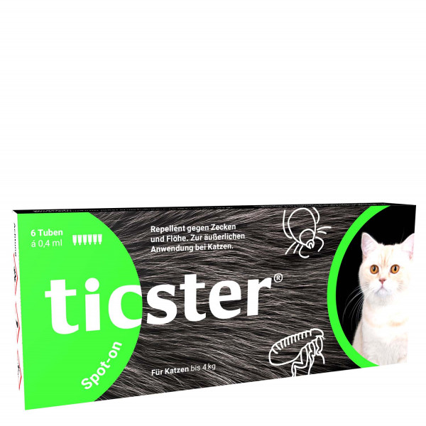 TICSTER Spot-on Lösung für Katzen bis 4 kg 6 x 0,4 ml